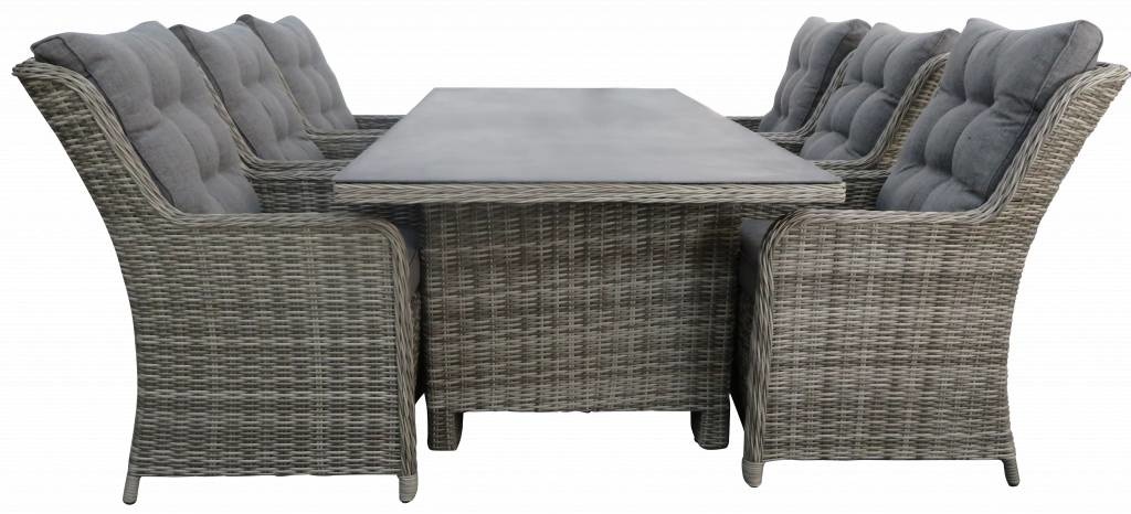 4 Jahreszeiten Gartenmöbel 7-teiliges Gartenset | 6 Dublin Gartenstühle | Gartentisch Dublin 230 cm mit Keramikplatte