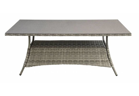 Gartentisch  Dublin 160 x 90 cm | Aschgrau | Polyrattan & Keramik