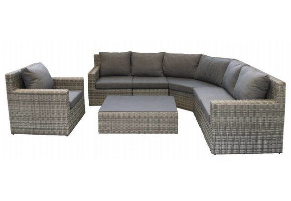 Sorrento XL Ecklounge-Set | Aschgrau | Rattan | inkl. Sessel