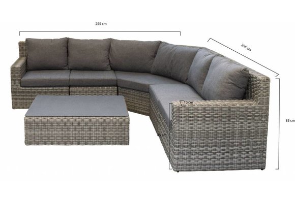 Sorrento XL Ecklounge-Set | Aschgrau | Rattan | inkl. Sessel