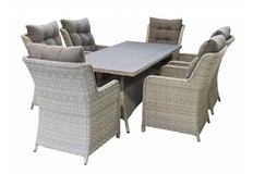 7-teiliges Gartenset | 6 Dublin Gartenstühle | Gartentisch Dublin 180 cm mit Keramikplatte