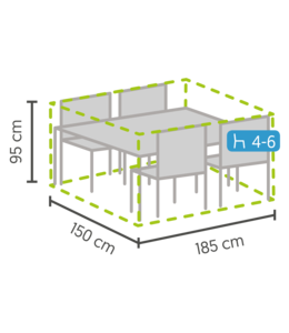 5-teiliges Gartenset | 4 Pisa Stühle (Weiß) | 160 cm Limasol Gartentis