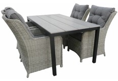 5-teiliges Gartenset | 4 Dublin Gartenstühle | Limasol Gartentisch 160 oder 180 cm