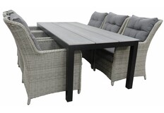 7-teiliges Gartenset | 6 Gartenstühle Dublin | Gartentisch Limasol 225 cm