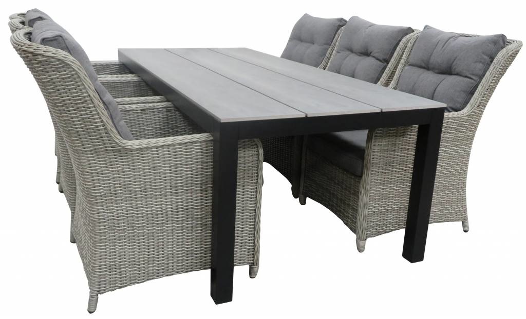 4 Jahreszeiten Gartenmöbel 7-teiliges Gartenset | 6 Gartenstühle Dublin | Gartentisch Limasol 225 cm