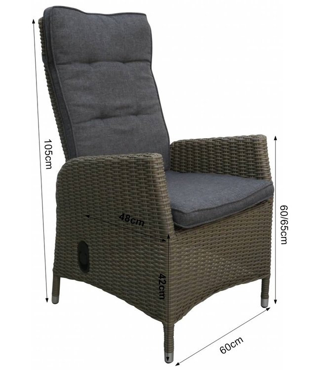 5-Teilige Gartenset 4 Palermo verstellbare Gartenstühle (Sweat Brown