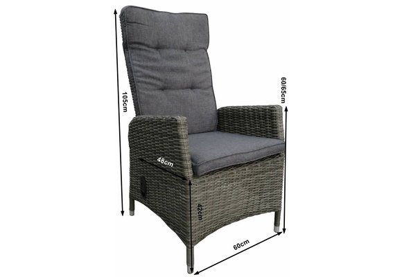 5-teiliges Gartenset | 4 verstellbare Gartenstühle Palermo | Limasol Gartentisch | 160 oder 180 cm