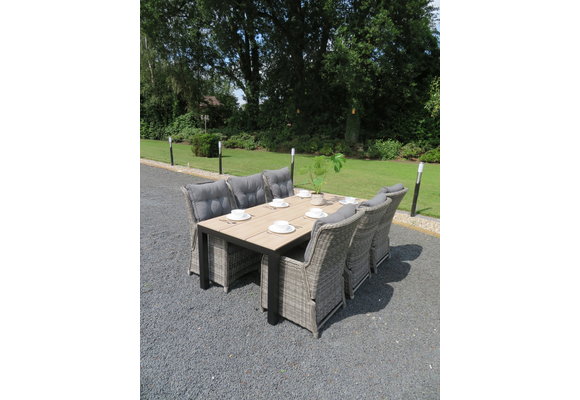 7-teiliges Gartenset | 6 verstellbare Gartenstühle Dublin | Limasol Gartentisch | 225 cm