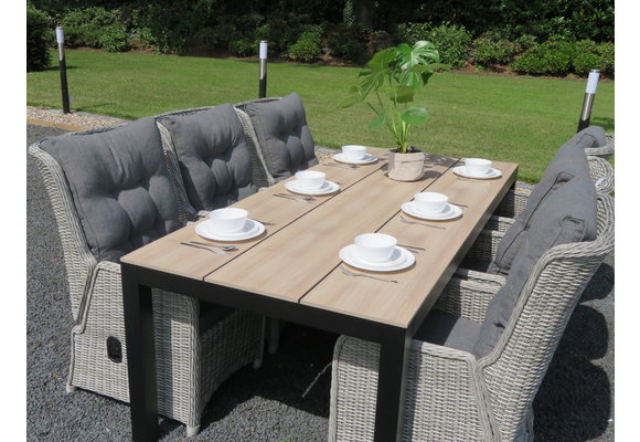 7-teiliges Gartenset | 6 verstellbare Gartenstühle Dublin | Limasol Gartentisch | 225 cm