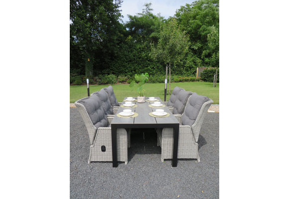 7-teiliges Gartenset | 6 verstellbare Gartenstühle Dublin | Gartentisch Limasol 225 cm