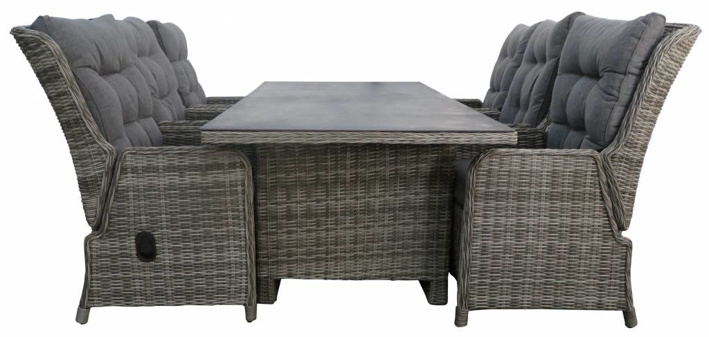 4 Jahreszeiten Gartenmöbel 7-teiliges Gartenset | 6 verstellbare Stühle Dublin | Gartentisch mit Keramikplatte | 230 cm