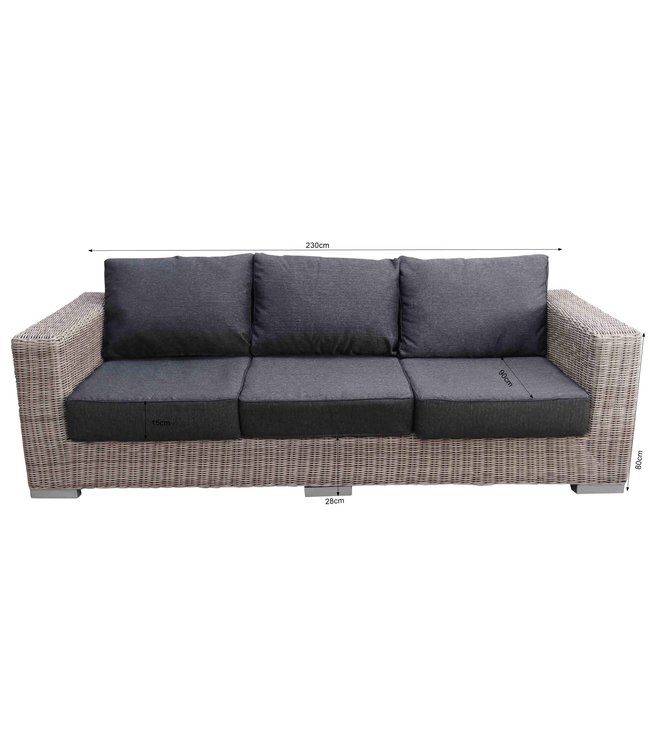 3-Personen-Loungesofa | Prince | Mystic Grey | runde Weide - 4