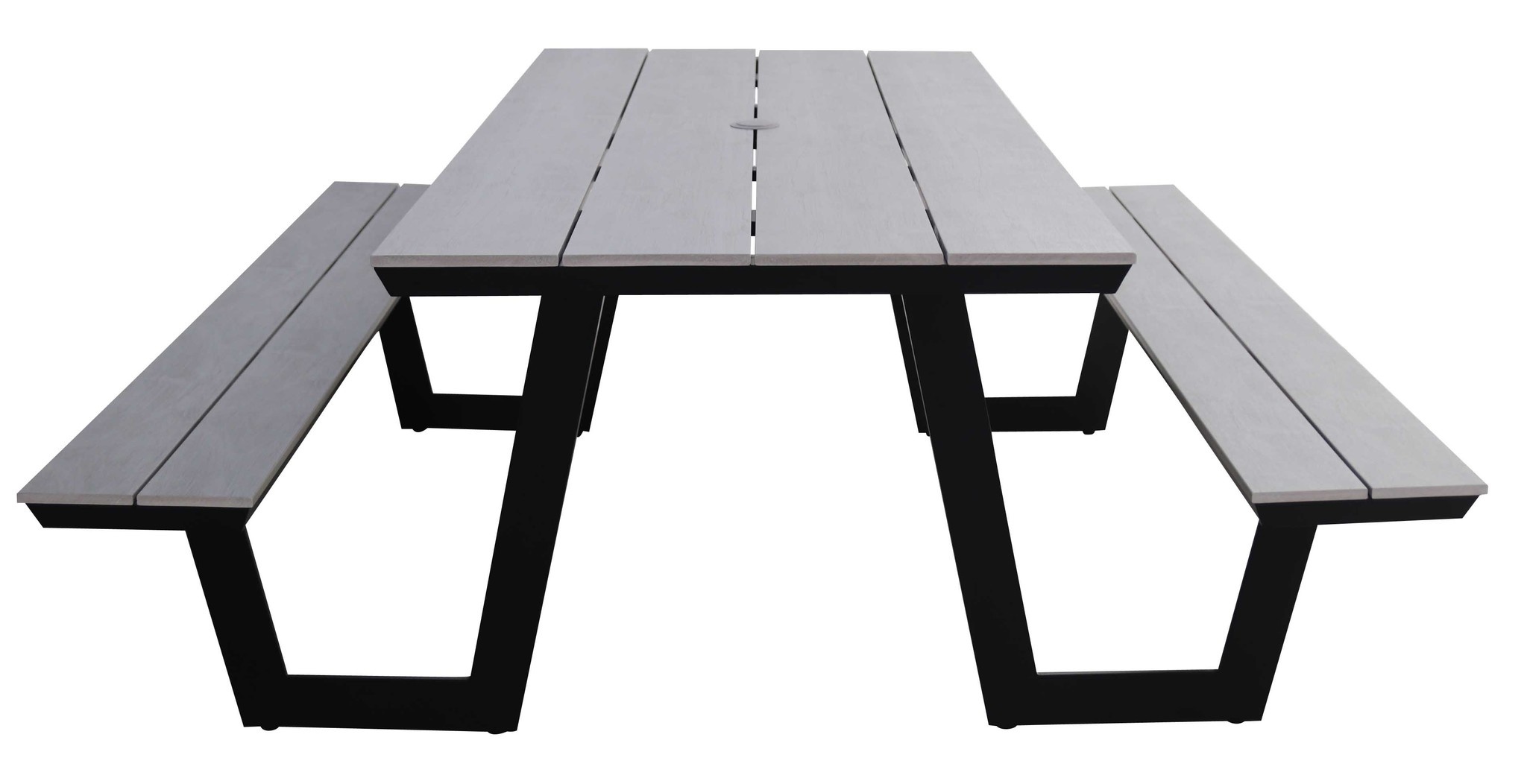 4 Jahreszeiten Gartenmöbel Picknicktisch | Coffee Bay | Grau | Aluminium & Polywood