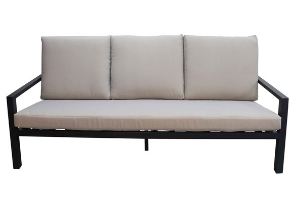 3-Sitzer Lounge-Sofa | Bezano | Mattschwarz / Creme | Aluminium