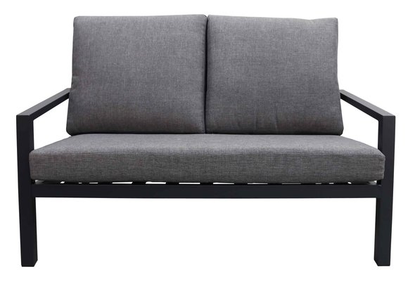 2-Sitzer Lounge-Sofa | Bezano | Mattschwarz / Grau | Aluminium