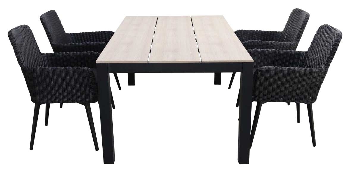 4 Jahreszeiten Gartenmöbel 5-teiliges Gartenset | 4 Pisa Gartenstühle  | Limasol Gartentisch | 160 cm