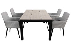 5-teiliges Gartenset | 4 Pisa Gartenstühle  | Limasol Gartentisch | 180 cm