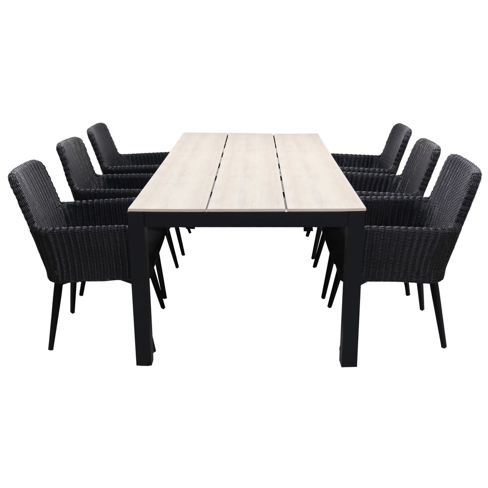 Gartenset für 6 Personen 230 cm Schwarz & Wood