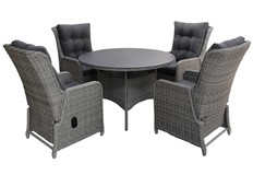 5-teiliges Gartenset | 4 verstellbare Dublin Gartenstühle | Dublin Gartentisch | ø 120 cm