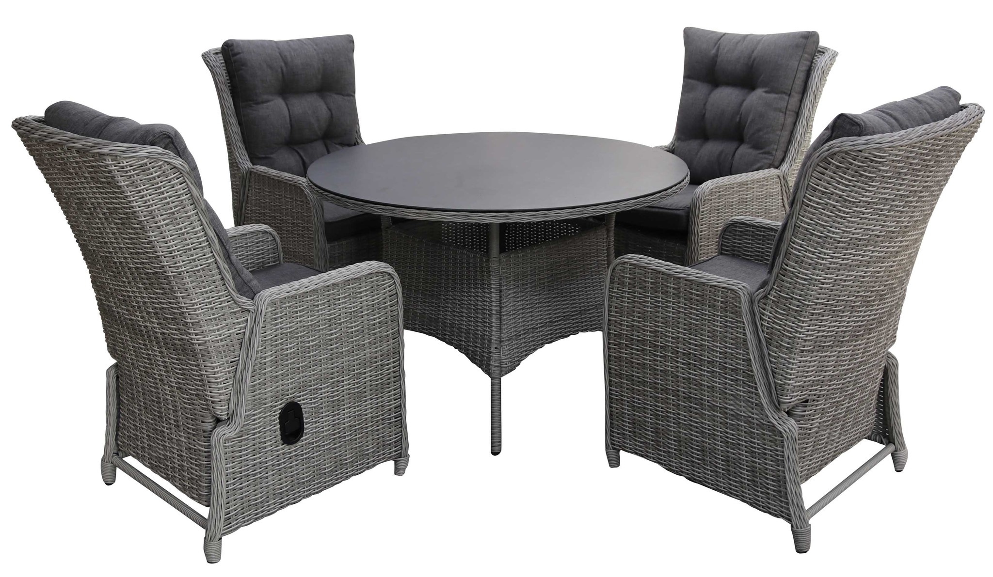 4 Jahreszeiten Gartenmöbel 5-teiliges Gartenset | 4 verstellbare Dublin Gartenstühle | Dublin Gartentisch | ø 120 cm