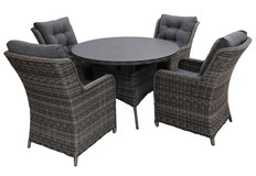 5-teiliges Gartenset | 4 Dublin Gartenstühle | Dublin Gartentisch | ø 120 cm