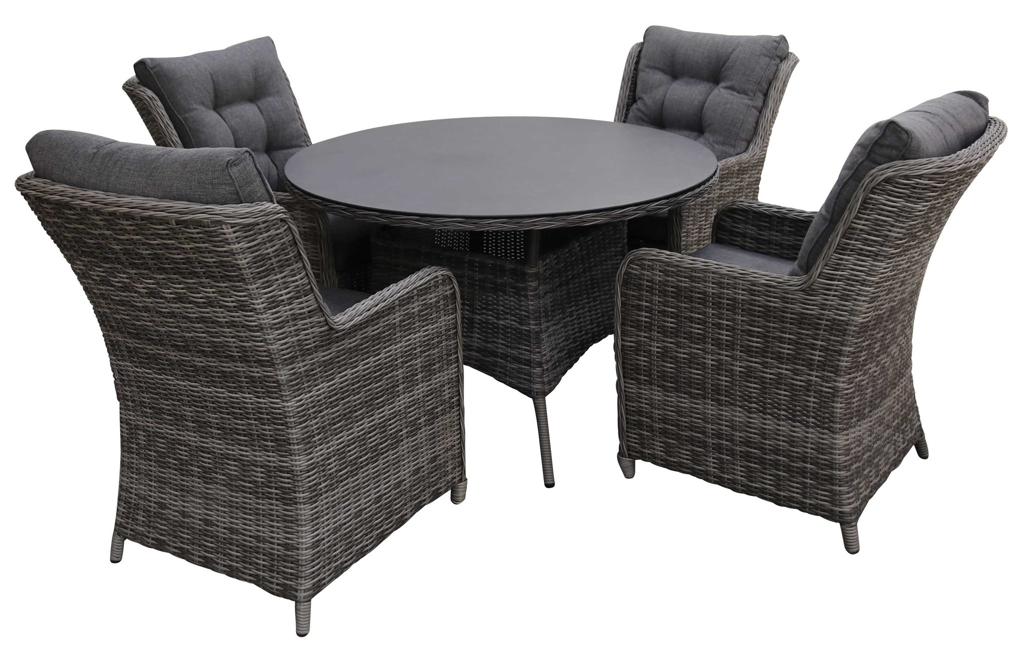 4 Jahreszeiten Gartenmöbel 5-teiliges Gartenset | 4 Dublin Gartenstühle | Dublin Gartentisch | ø 120 cm