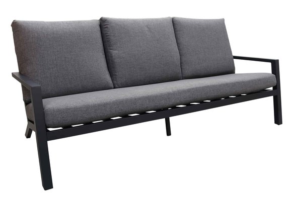 3-Sitzer Lounge-Sofa | Bezano Mattschwarz / Grau | Aluminium