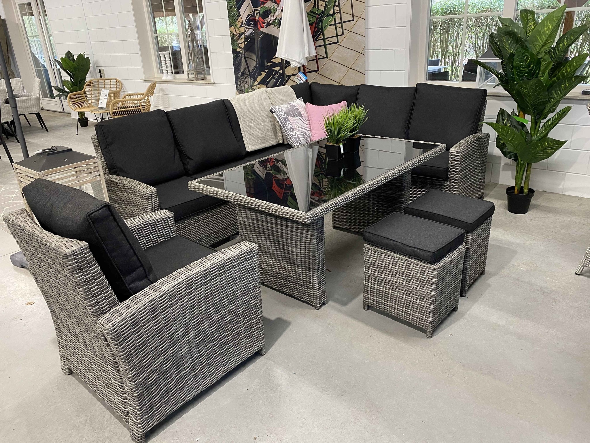Lounge - Set | Capetown Links | Aschgrau | Wicker - 4 Jahreszeiten