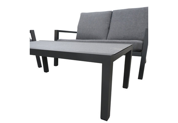 2-Sitzer Lounge-Sofa | Bezano | Mattschwarz / Grau | Aluminium