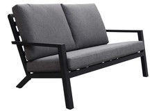 2-Sitzer Lounge-Sofa | Bezano | Mattschwarz / Grau | Aluminium