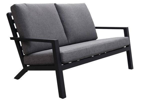 2-Sitzer Lounge-Sofa | Bezano | Mattschwarz / Grau | Aluminium