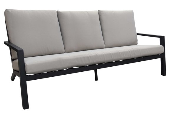 3-Sitzer Lounge-Sofa | Bezano | Mattschwarz / Creme | Aluminium