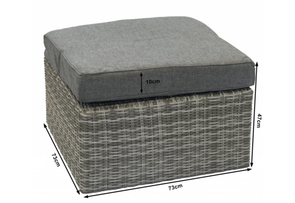 Hocker Dublin 73 x 73 cm | Aschgrau | Rattan