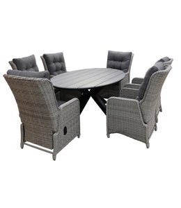 7-Teilige Gartenset 6 Milano Verstellbare Gartenstühle (Ash Grey) / Li