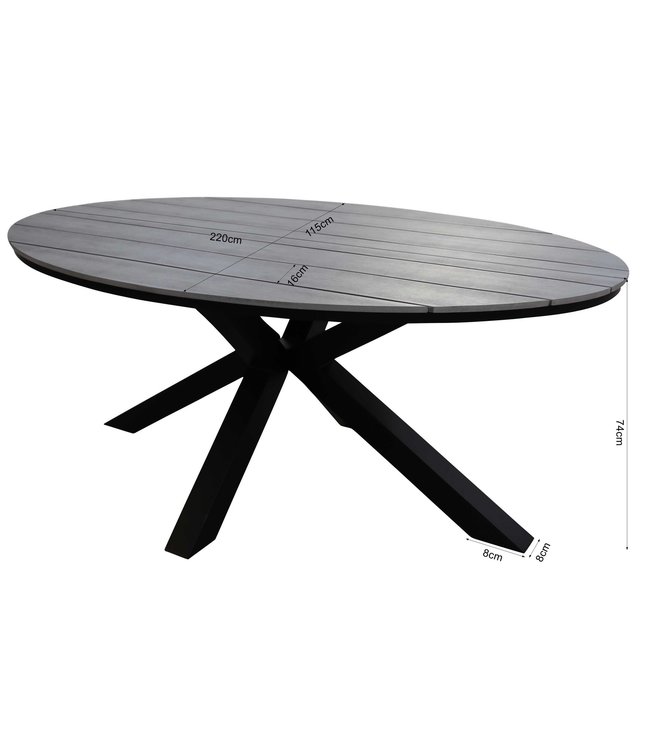 7-Teilige Gartenset 6 Milano Verstellbare Gartenstühle (Ash Grey) / Li