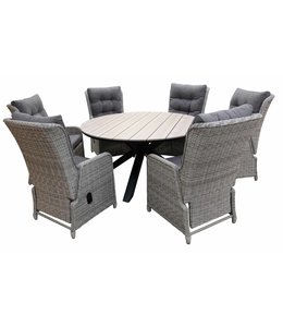 7 teiligegartenset | 6 Milano Verstellbare Gartenstühle (AG) | 150 cm