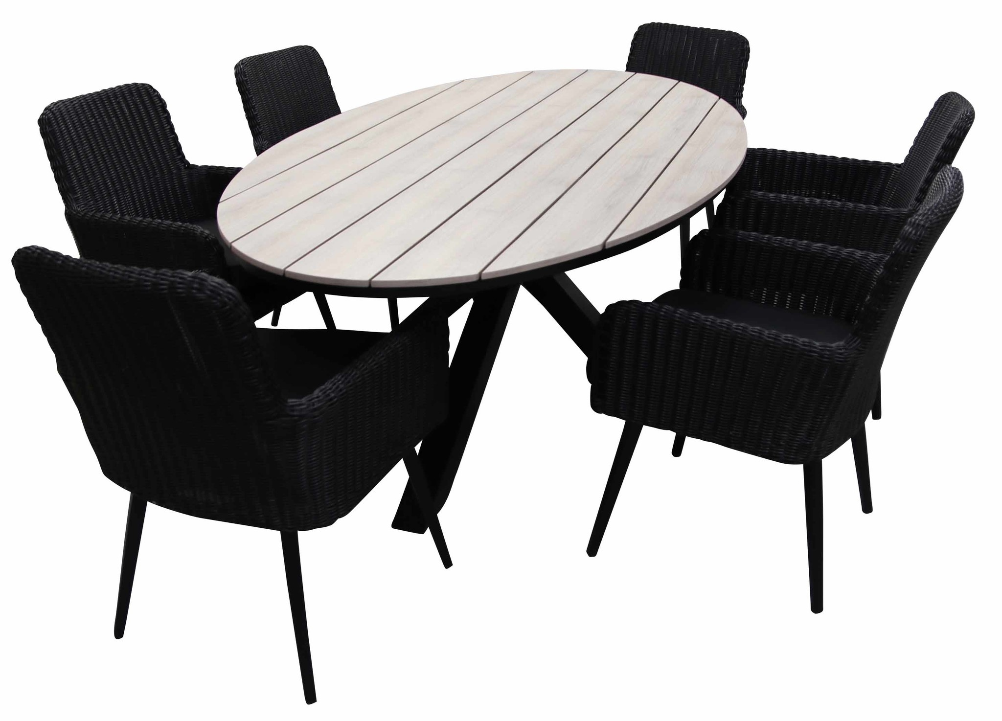 4 Jahreszeiten Gartenmöbel 7-teiliges Gartenset | 6 Pisa-Gartenstühlen | Limasol Gartentisch | 220 cm | Oval