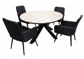 5-teiliges Gartenset | 4 Pisa Gartenstühle | Limasol Gartentisch | ø 120 cm