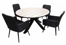 5-teiliges Gartenset | 4 Pisa Gartenstühle | Limasol Gartentisch | ø 120 cm