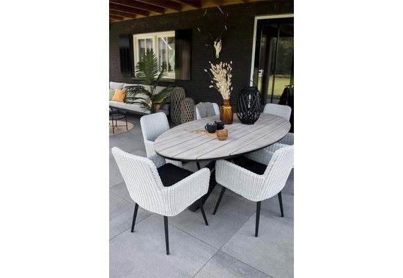 7-teiliges Gartenset | 6 Pisa Gartenstühle | Limasol Gartentisch | 220 cm | Oval