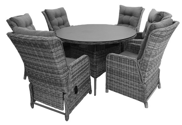 4 Jahreszeiten Gartenmöbel 7-teiliges Gartenset | 6 Dublin Verstellbare Gartenstühle | Dublin Gartentisch | ø 150 cm