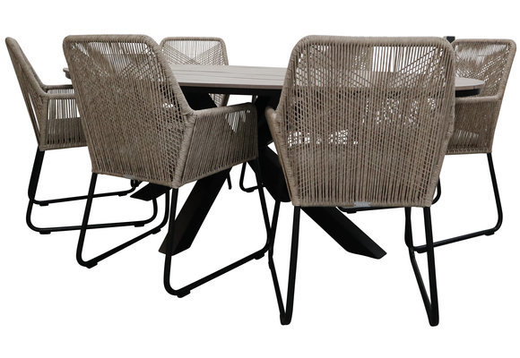 7-teiliges Gartenset | 6 Mona Gartenstühle | Limasol Gartentisch | 220 cm | Oval