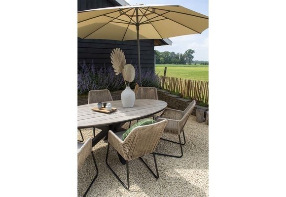 7-teiliges Gartenset | 6 Mona Gartenstühle | Limasol Gartentisch | 220 cm | Oval