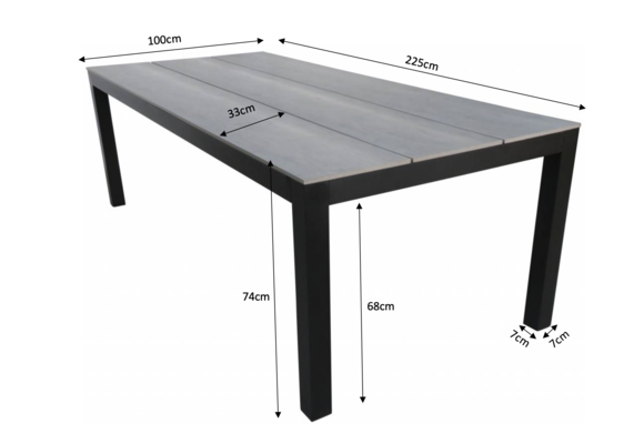 7-teiliges Gartenset | 6 Mona Gartenstühle | Limasol Gartentisch | 225 cm