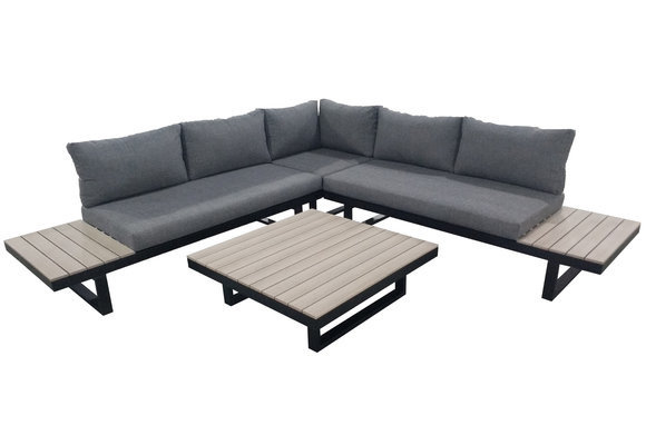 img 4 Jahreszeiten Gartenmöbel Plattform Lounge-Set Hoedspruit | 4-teilig | Wood Aluminium & Polywood