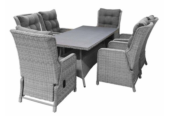 4 Jahreszeiten Gartenmöbel 7-teiliges Gartenset | 6 verstellbare  Gartenstühle Dublin | Dublin Gartentisch 180 cm