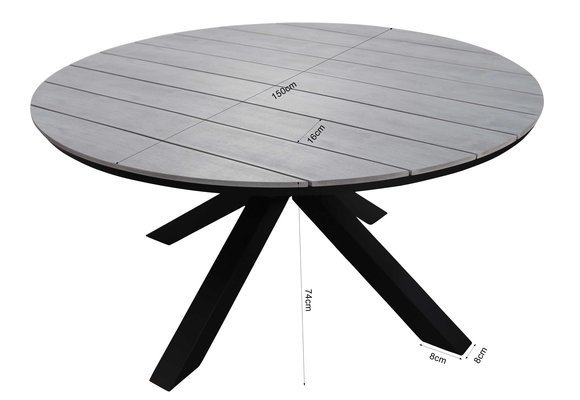 7-teiliges Gartenset | 6 verstellbare Dublin Gartenstühle | Limasol Gartentisch | ø 150 cm