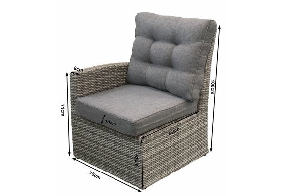 Endstück Dublin | Arm Rechts | Aschgrau | Rattan