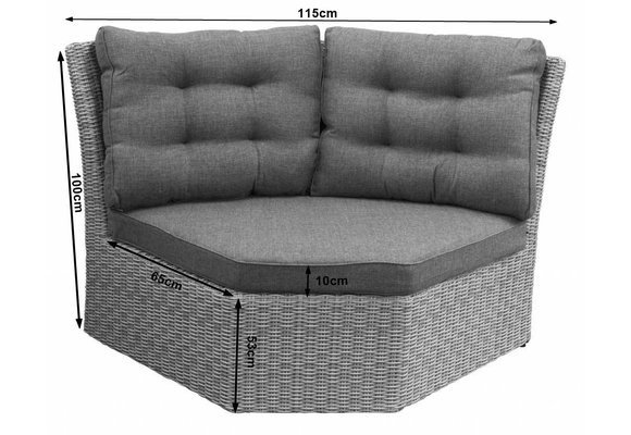 XL-Eckteil Dublin | Aschgrau | Rattan