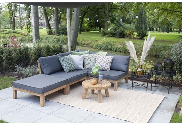 Ecklounge-Set Kent | 6-teilig | Grau | Akazienholz